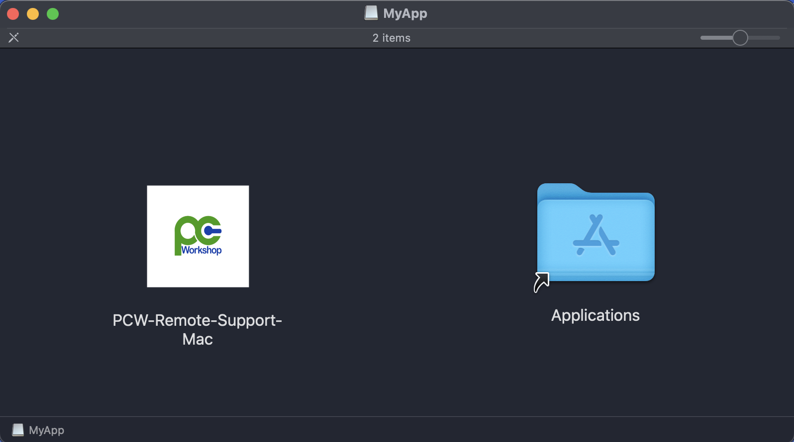 Drag app to Applications folder
